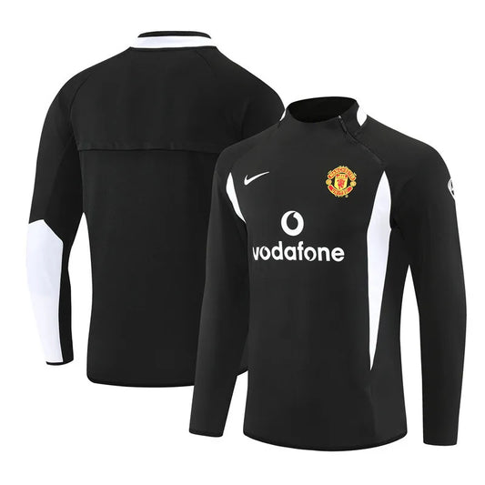 02-03 Manchester United Black Retro Training Suit - Top Only