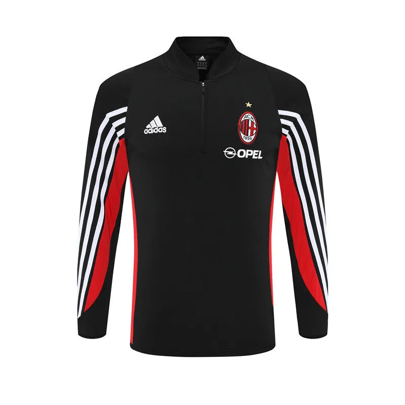 03-04 AC Milan Black Retro Training Suit - Top Only