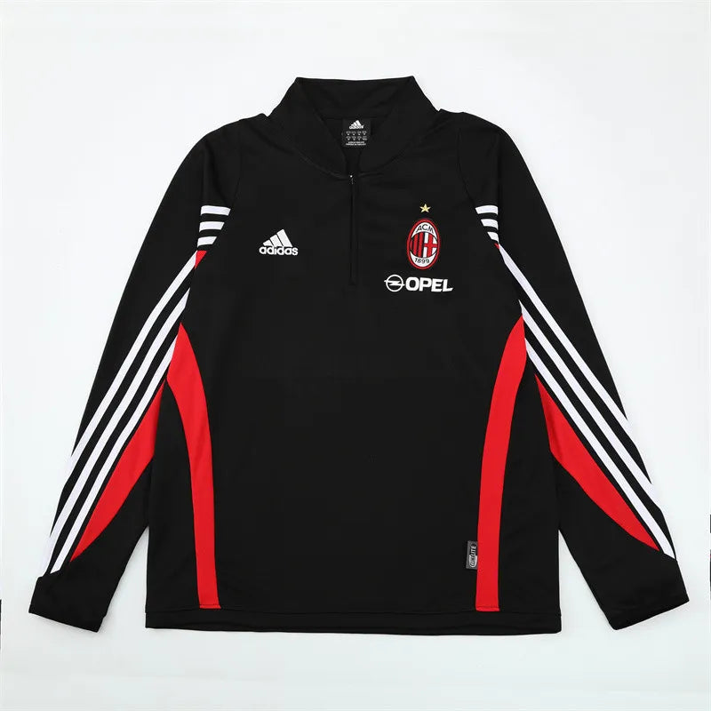 03-04 AC Milan Black Retro Training Suit - Top Only