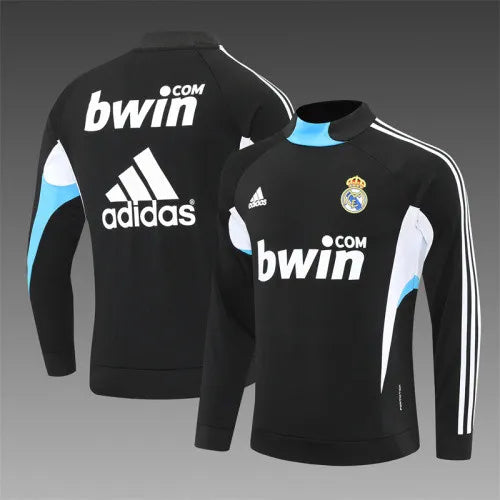 08-09 Real Madrid Black Retro Training Suit - Top Only
