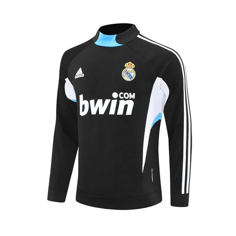 08-09 Real Madrid Black Retro Training Suit - Top Only