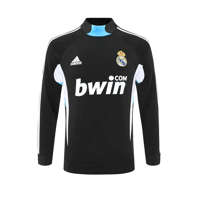 08-09 Real Madrid Black Retro Training Suit - Top Only