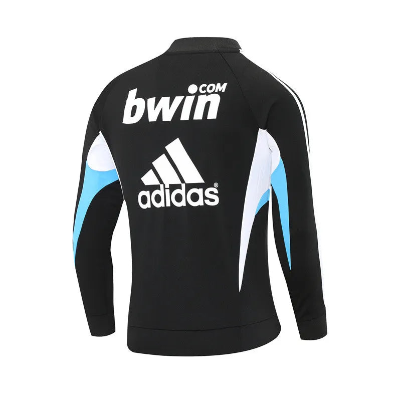 08-09 Real Madrid Black Retro Training Suit - Top Only