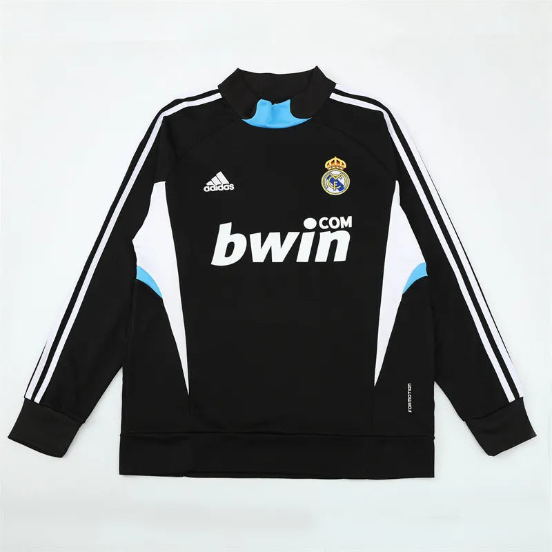 08-09 Real Madrid Black Retro Training Suit - Top Only