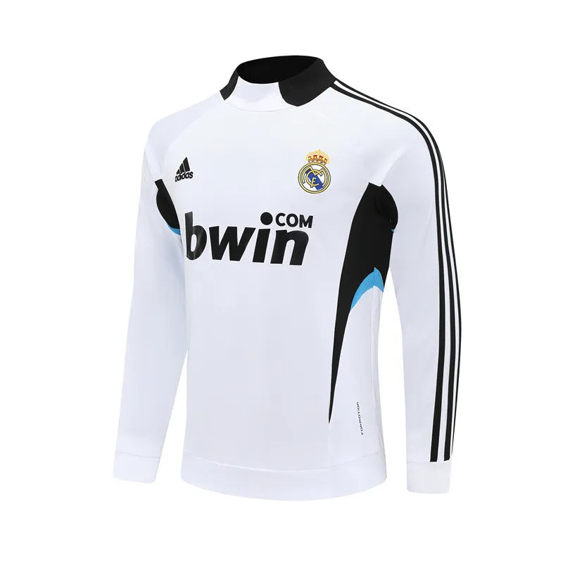 08-09 Real Madrid White Retro Training Suit - Top Only