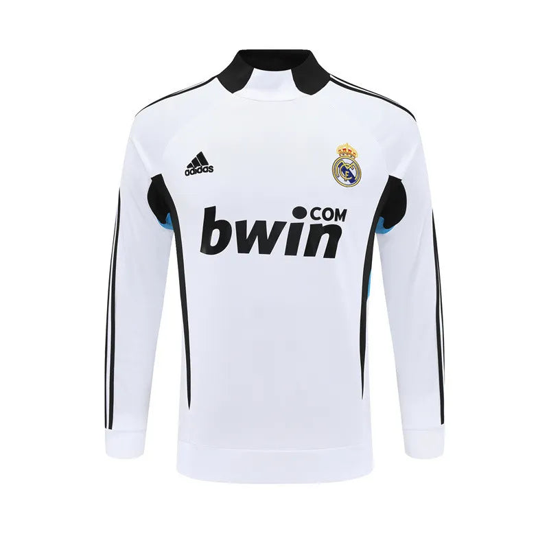 08-09 Real Madrid White Retro Training Suit - Top Only