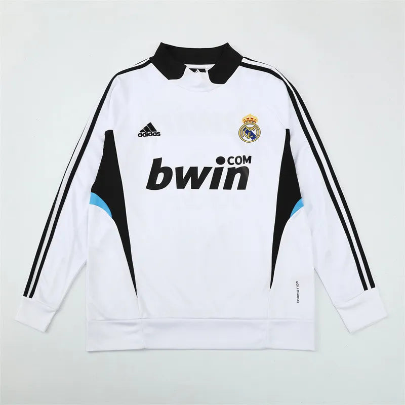 08-09 Real Madrid White Retro Training Suit - Top Only