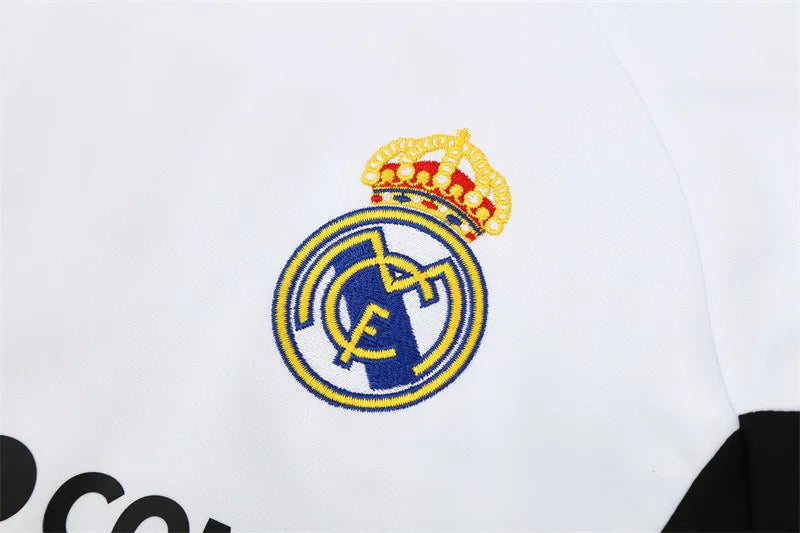 08-09 Real Madrid White Retro Training Suit - Top Only