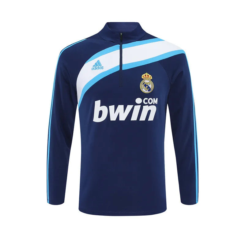 09-10 Real Madrid Blue Retro Training Suit - Top Only