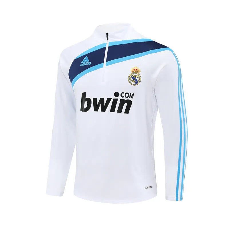 09-10 Real Madrid White Retro Training Suit - Top Only