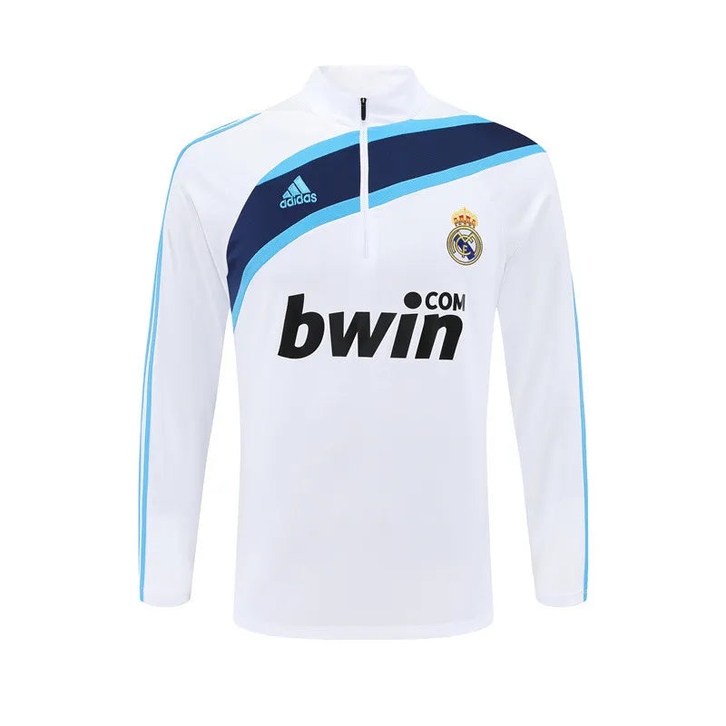 09-10 Real Madrid White Retro Training Suit - Top Only