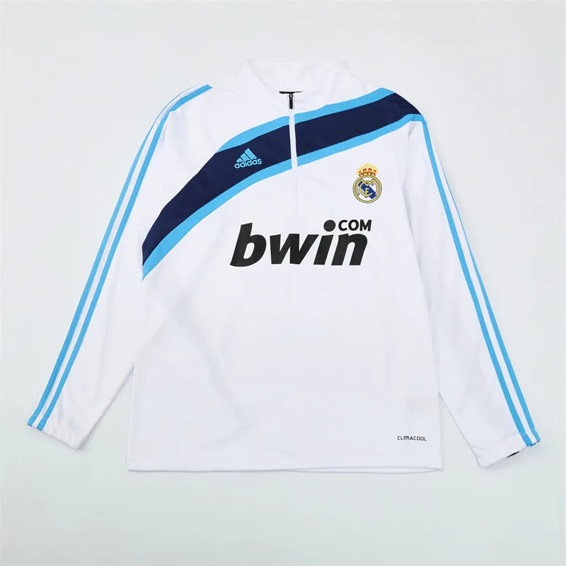 09-10 Real Madrid White Retro Training Suit - Top Only