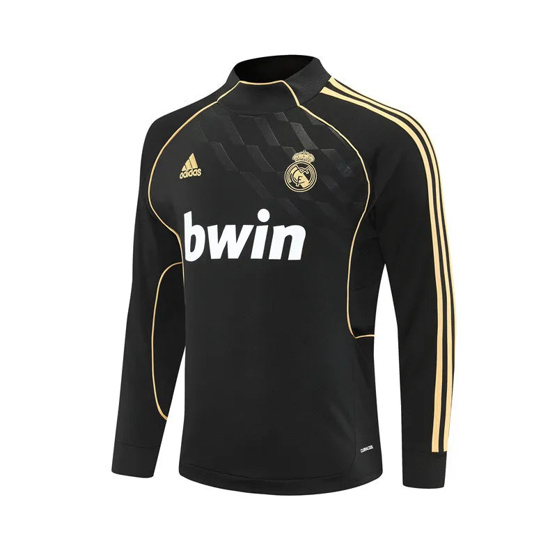 11-12 Real Madrid Black Retro Training Suit - Top Only