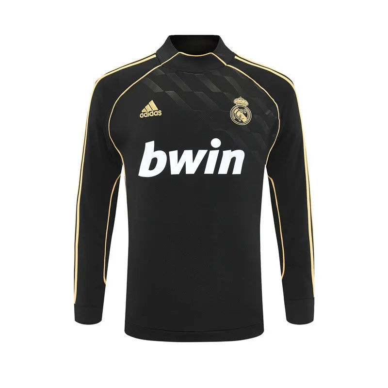 11-12 Real Madrid Black Retro Training Suit - Top Only