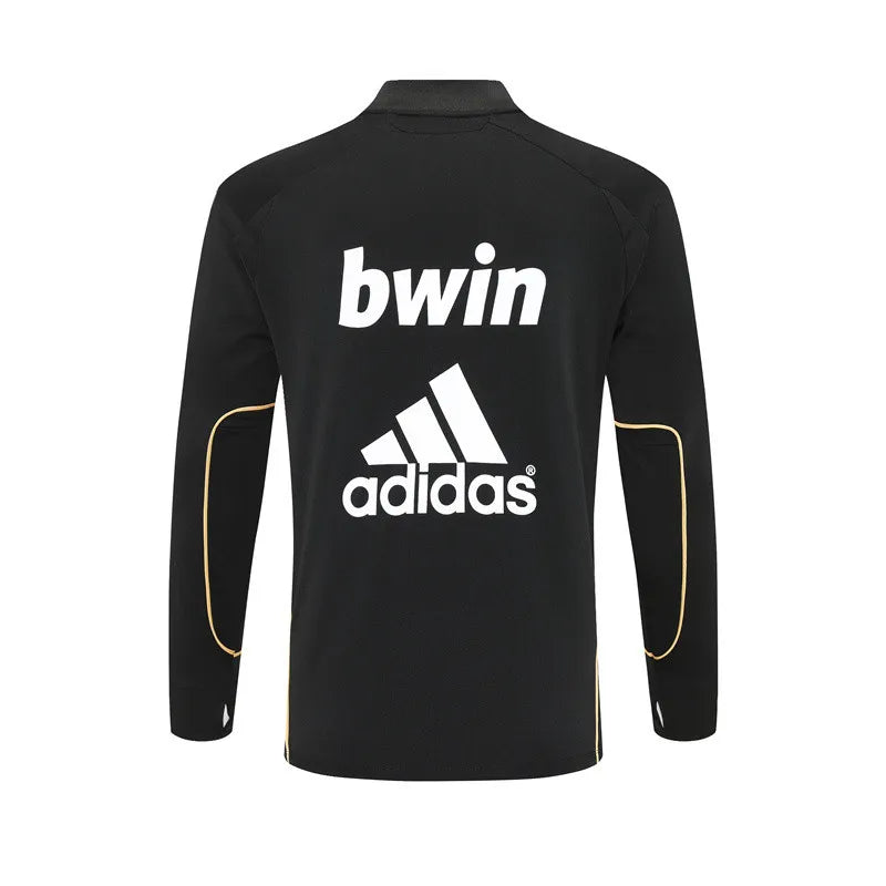 11-12 Real Madrid Black Retro Training Suit - Top Only