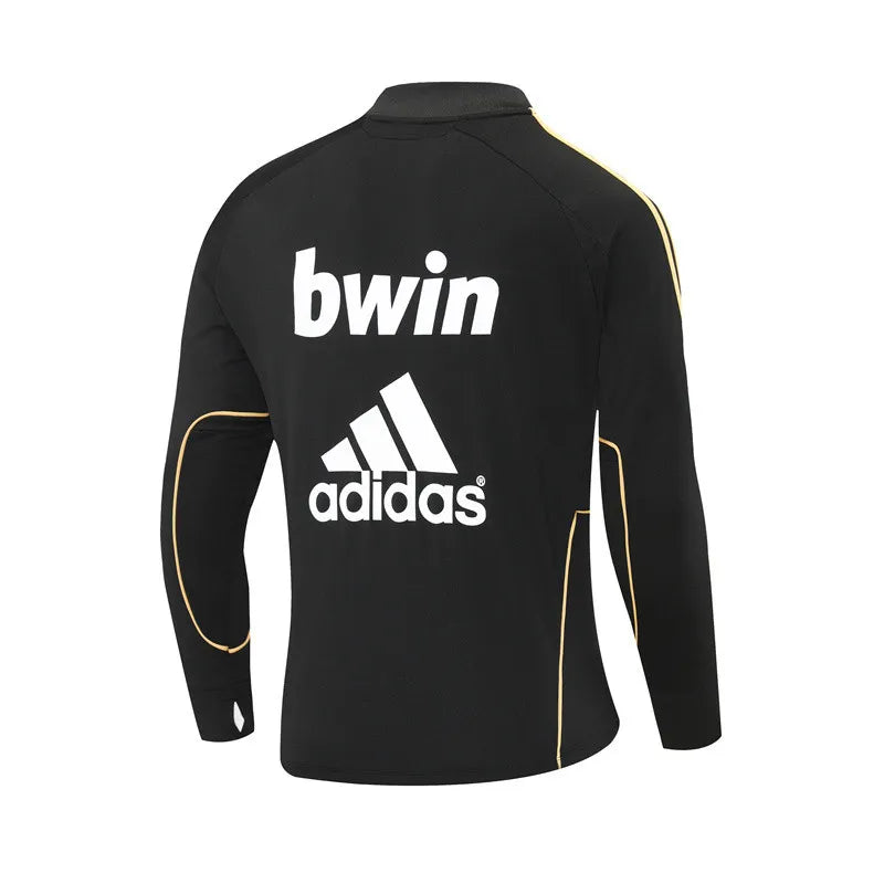 11-12 Real Madrid Black Retro Training Suit - Top Only