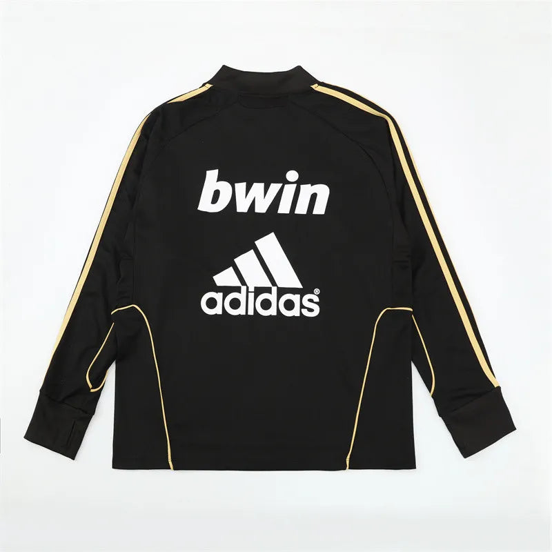 11-12 Real Madrid Black Retro Training Suit - Top Only