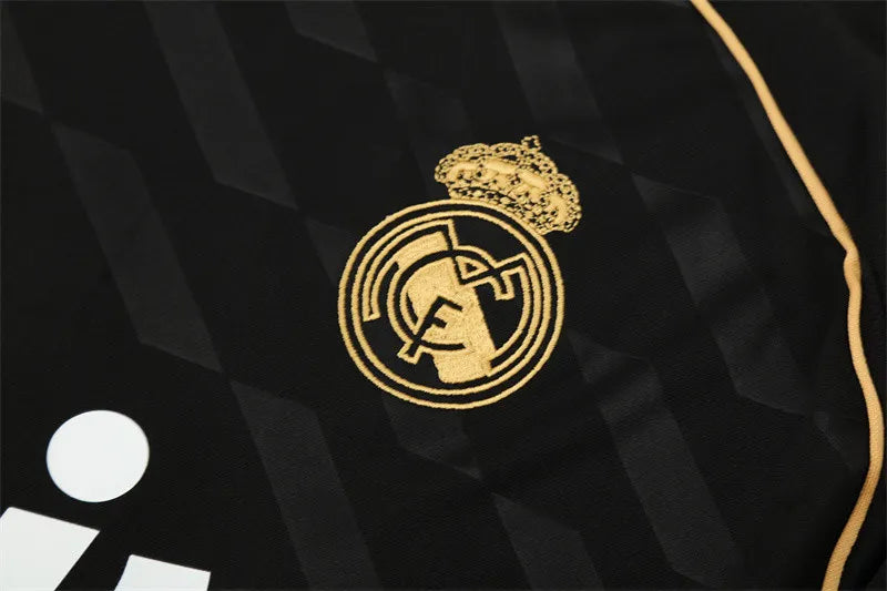 11-12 Real Madrid Black Retro Training Suit - Top Only
