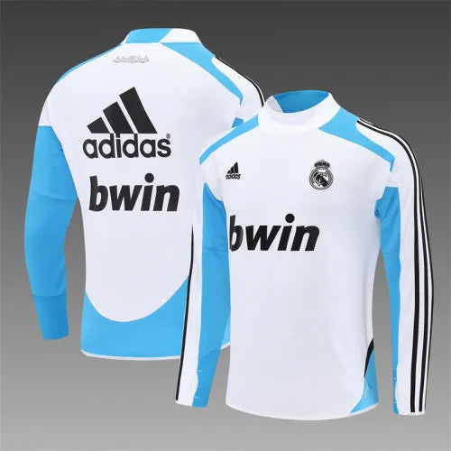 12-13 Real Madrid White Retro Training Suit - Top Only