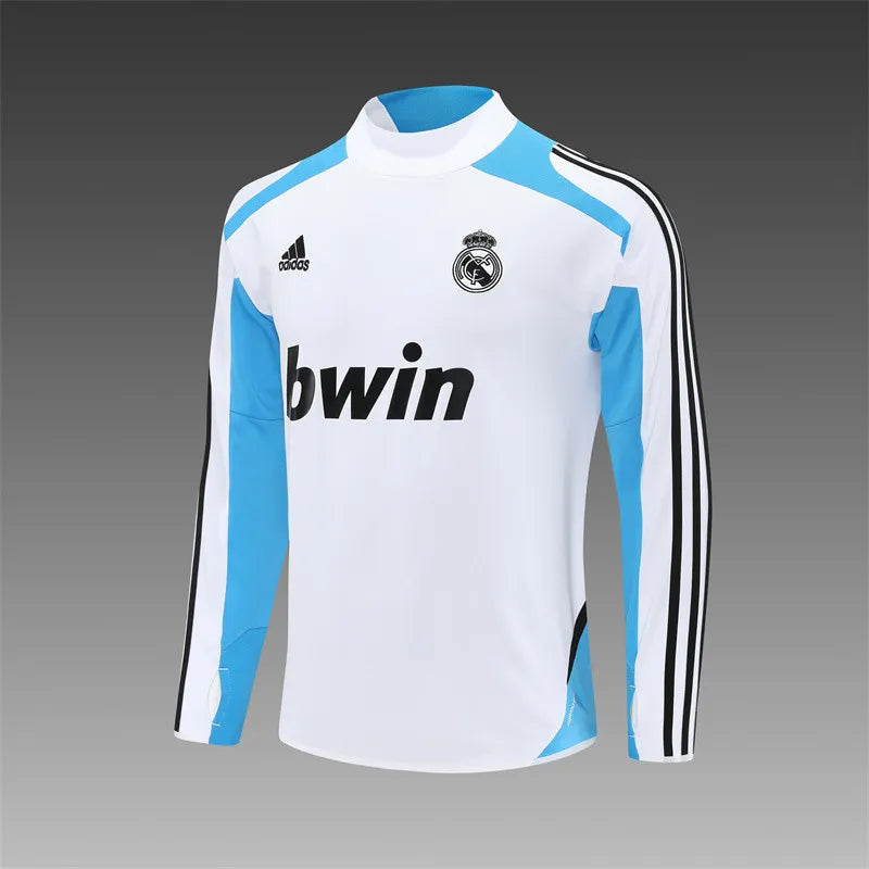 12-13 Real Madrid White Retro Training Suit - Top Only
