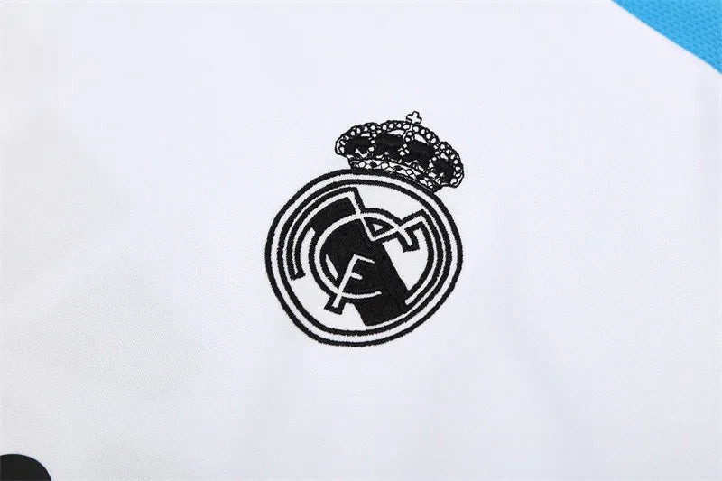 12-13 Real Madrid White Retro Training Suit - Top Only