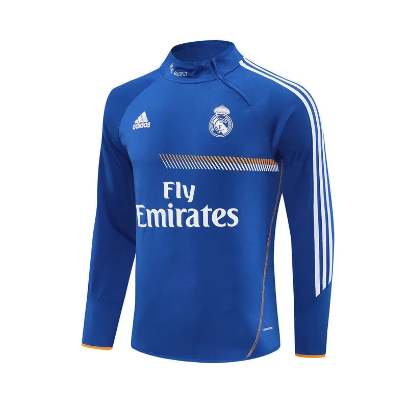 13-14 Real Madrid Blue Retro Training Suit - Top Only