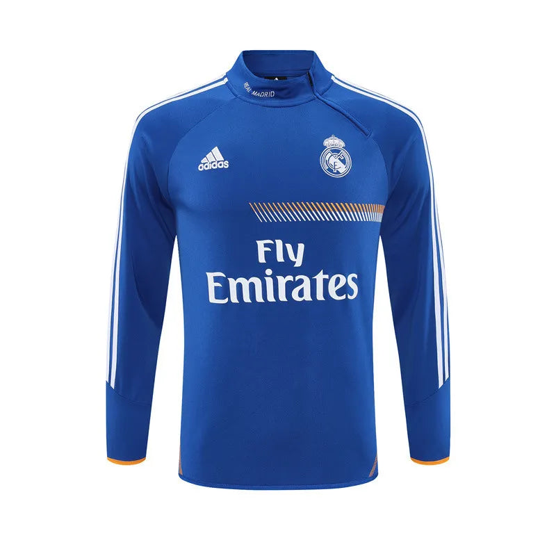 13-14 Real Madrid Blue Retro Training Suit - Top Only