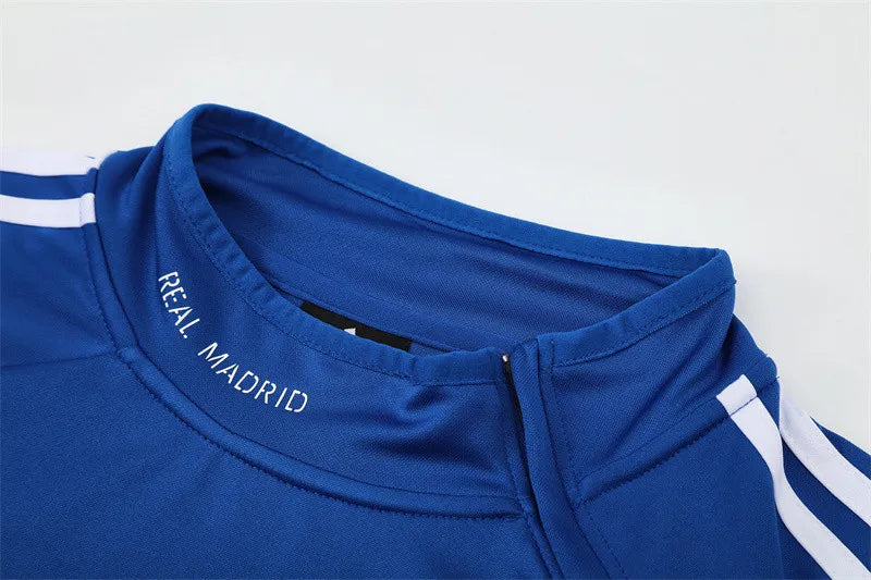 13-14 Real Madrid Blue Retro Training Suit - Top Only
