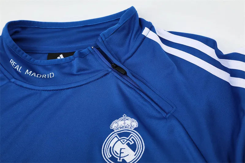 13-14 Real Madrid Blue Retro Training Suit - Top Only