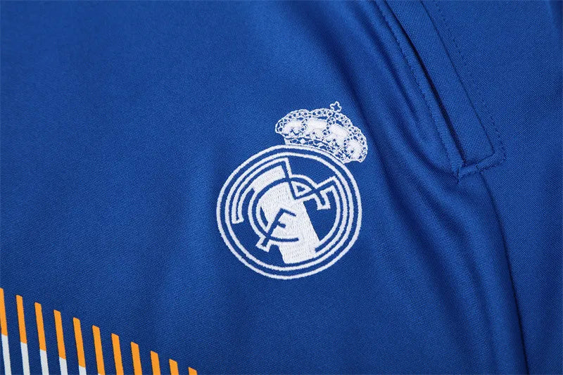 13-14 Real Madrid Blue Retro Training Suit - Top Only