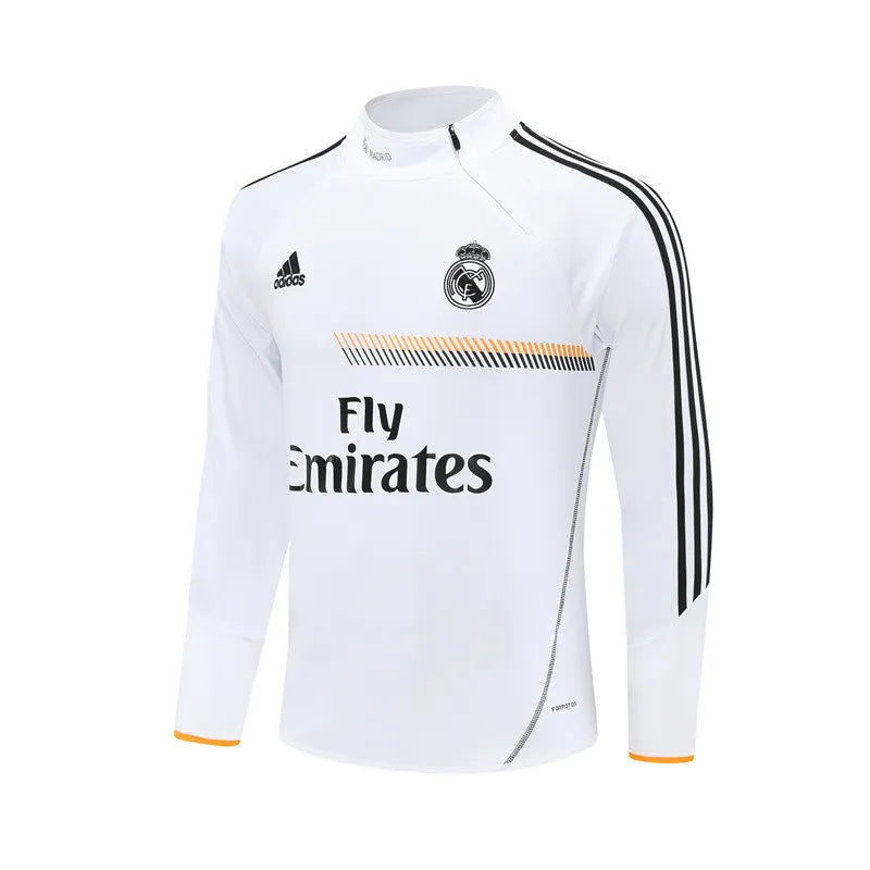 13-14 Real Madrid White Retro Training Suit - Top Only