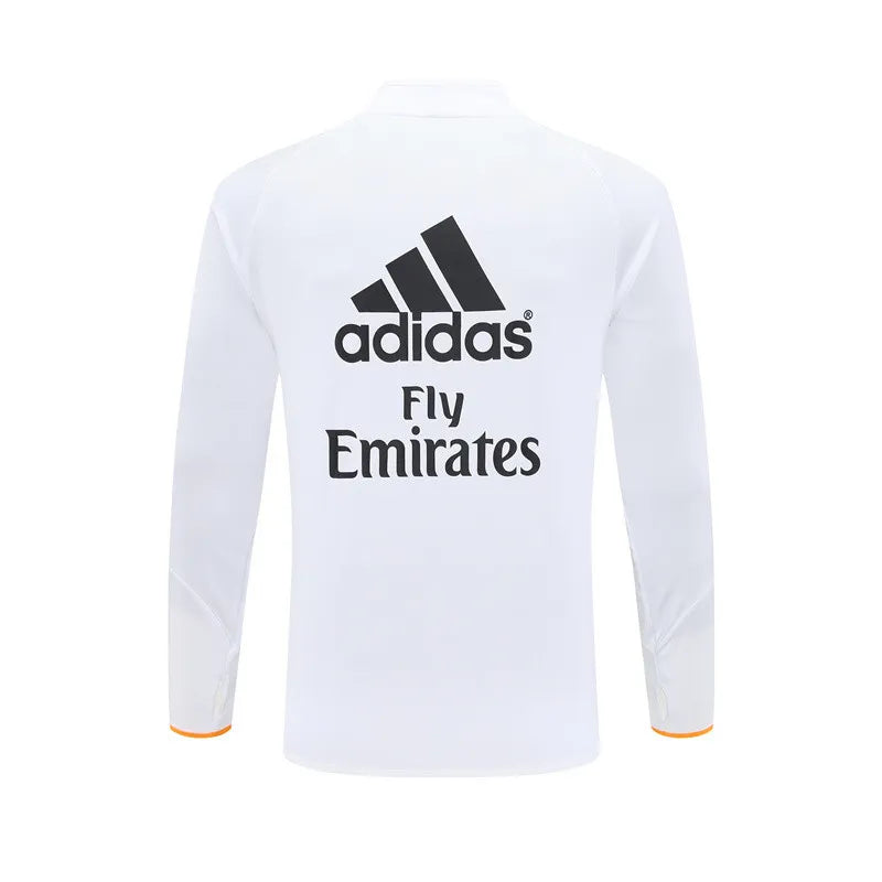 13-14 Real Madrid White Retro Training Suit - Top Only