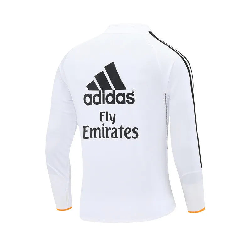 13-14 Real Madrid White Retro Training Suit - Top Only