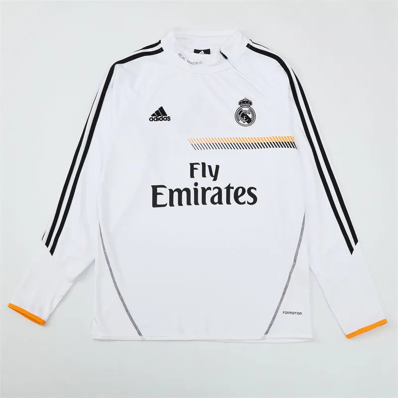 13-14 Real Madrid White Retro Training Suit - Top Only