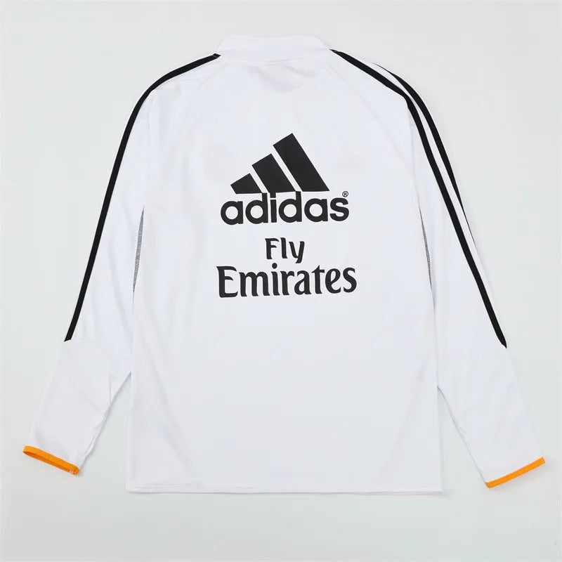 13-14 Real Madrid White Retro Training Suit - Top Only