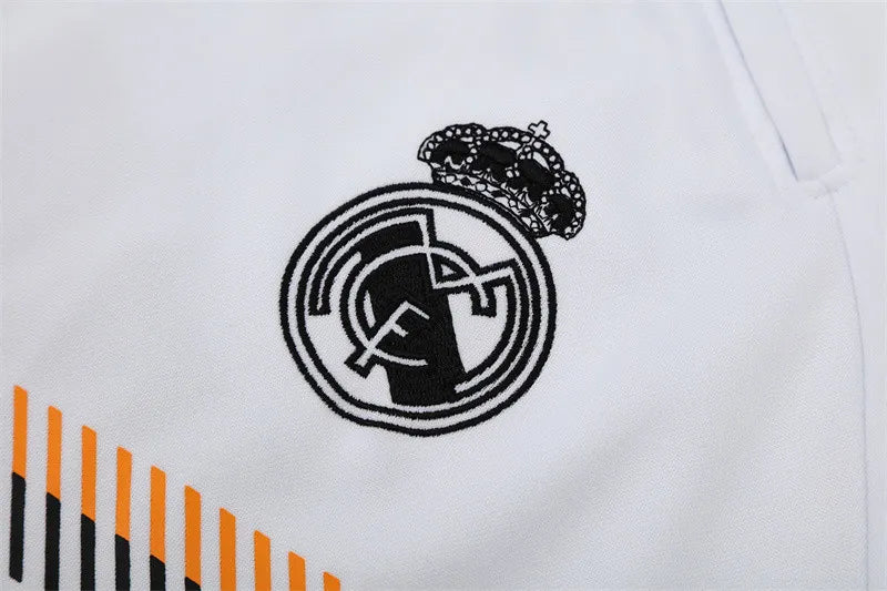 13-14 Real Madrid White Retro Training Suit - Top Only