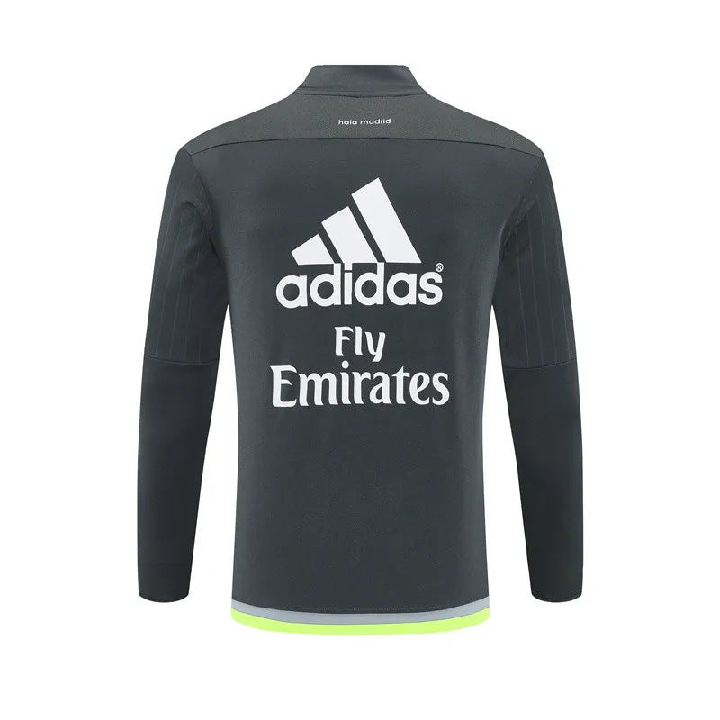 15-16 Real Madrid Grey Retro Training Suit - Top Only