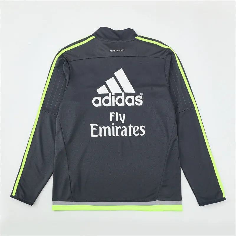 15-16 Real Madrid Grey Retro Training Suit - Top Only