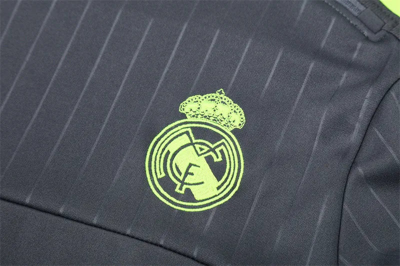 15-16 Real Madrid Grey Retro Training Suit - Top Only