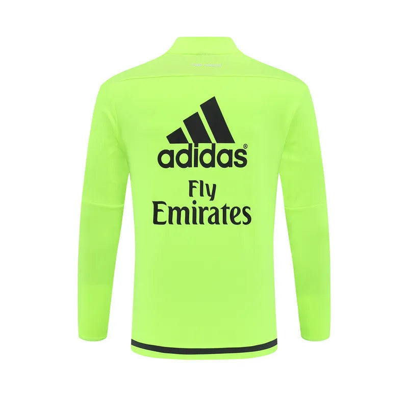15-16 Real Madrid Neon Green Retro Training Suit - Top Only