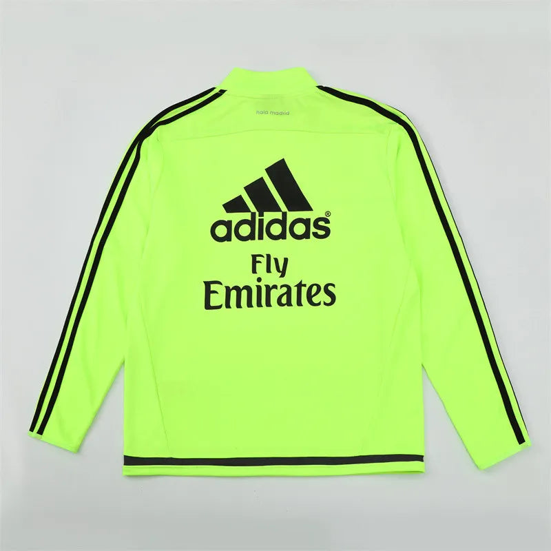 15-16 Real Madrid Neon Green Retro Training Suit - Top Only