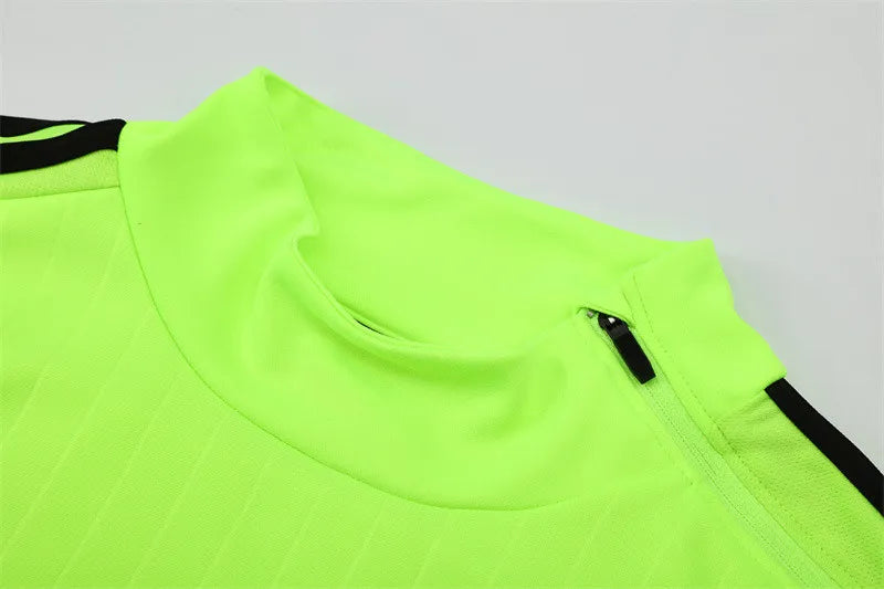 15-16 Real Madrid Neon Green Retro Training Suit - Top Only