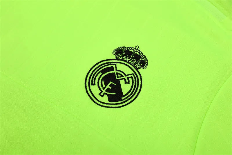 15-16 Real Madrid Neon Green Retro Training Suit - Top Only