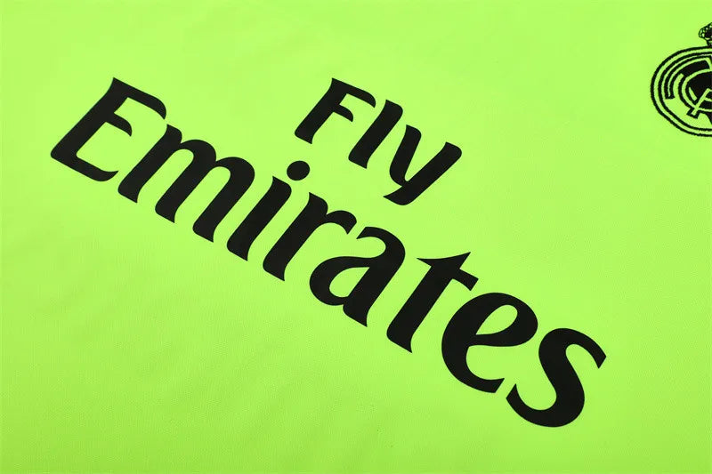 15-16 Real Madrid Neon Green Retro Training Suit - Top Only