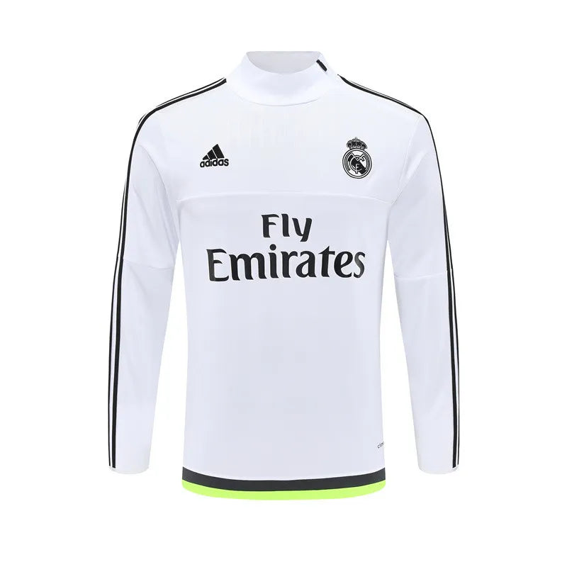 15-16 Real Madrid White Retro Training Suit - Top Only