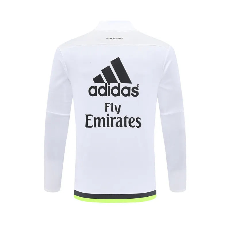 15-16 Real Madrid White Retro Training Suit - Top Only