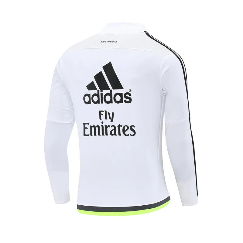 15-16 Real Madrid White Retro Training Suit - Top Only