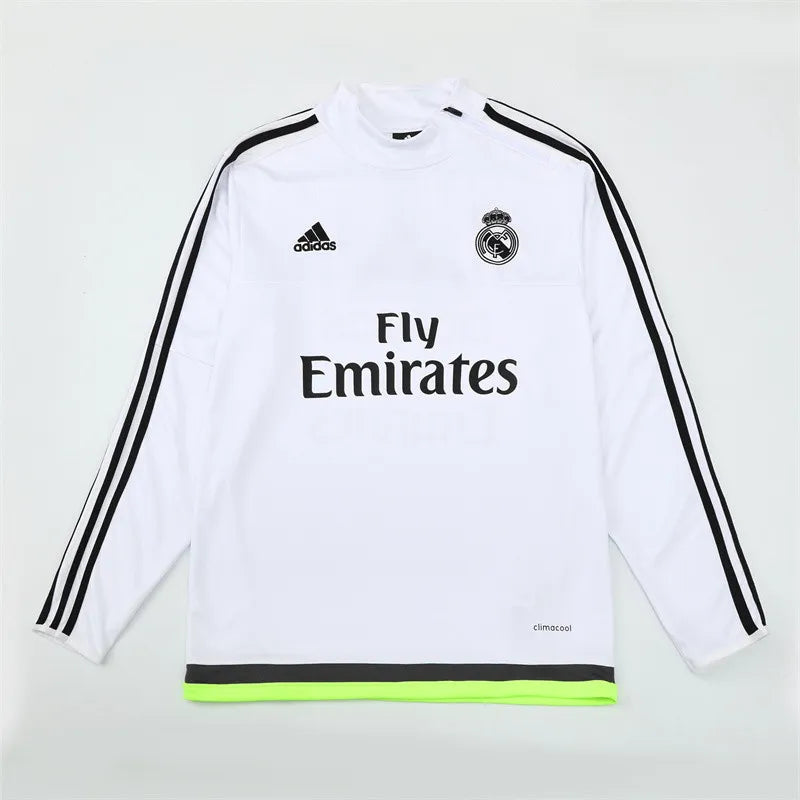 15-16 Real Madrid White Retro Training Suit - Top Only