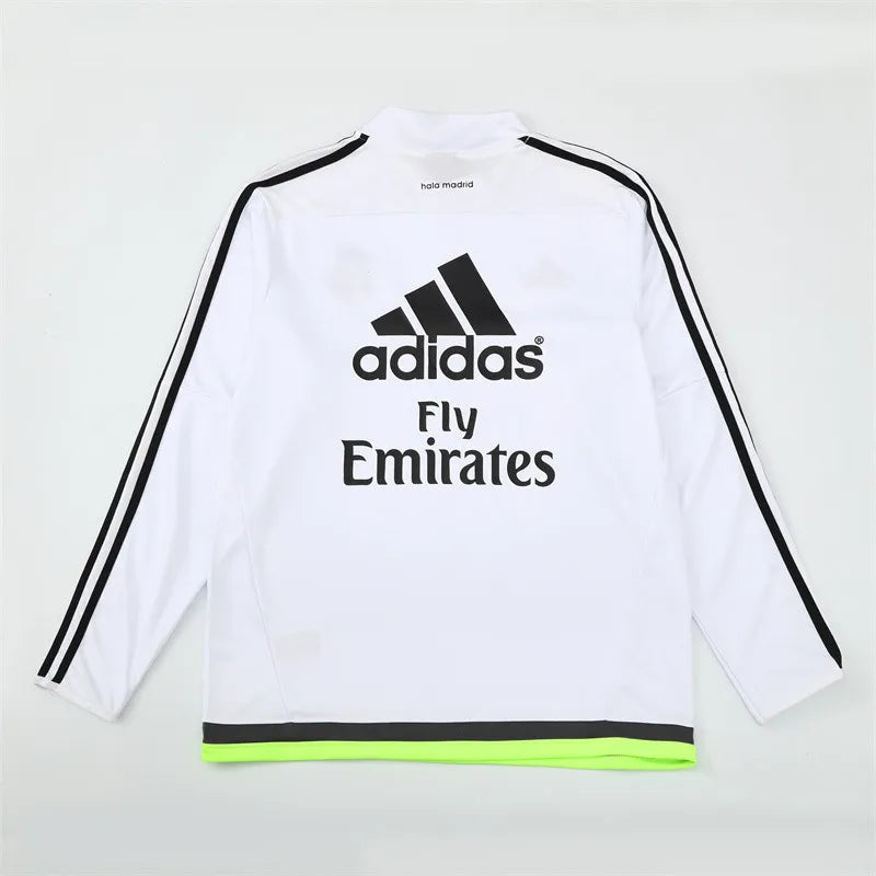 15-16 Real Madrid White Retro Training Suit - Top Only
