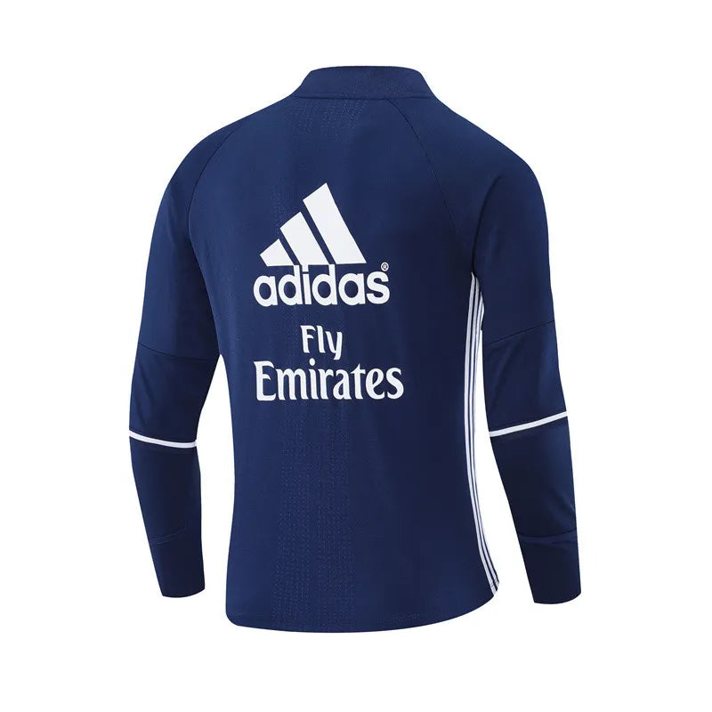16-17 Real Madrid Blue Retro Training Suit - Top Only